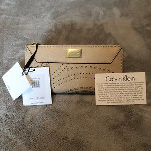 Calvin Klein Leather Zip Around Wallet - Nude